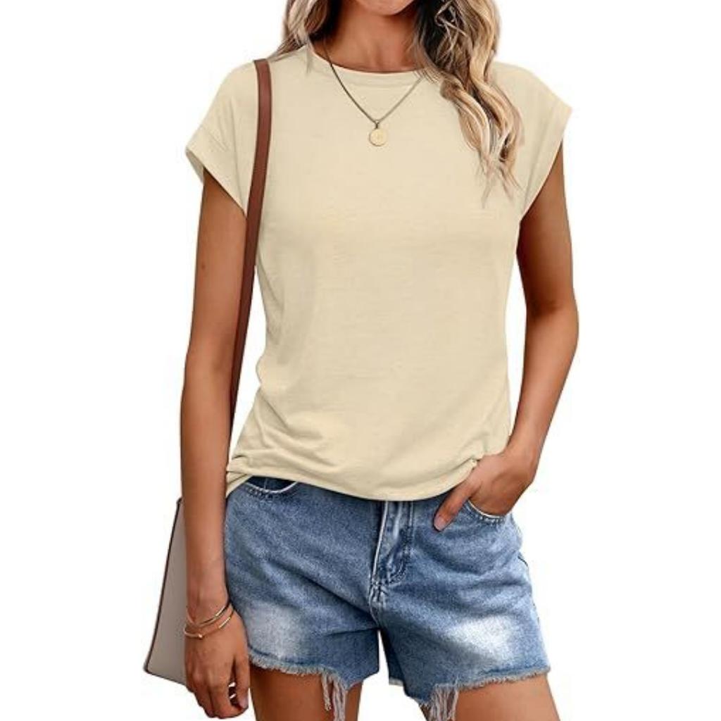 Женская летняя повседневная базовая футболка с круглым вырезом, однотонные топы, хлопковые повседневные женские топы с короткими рукавами, топы, спортивная рубашка