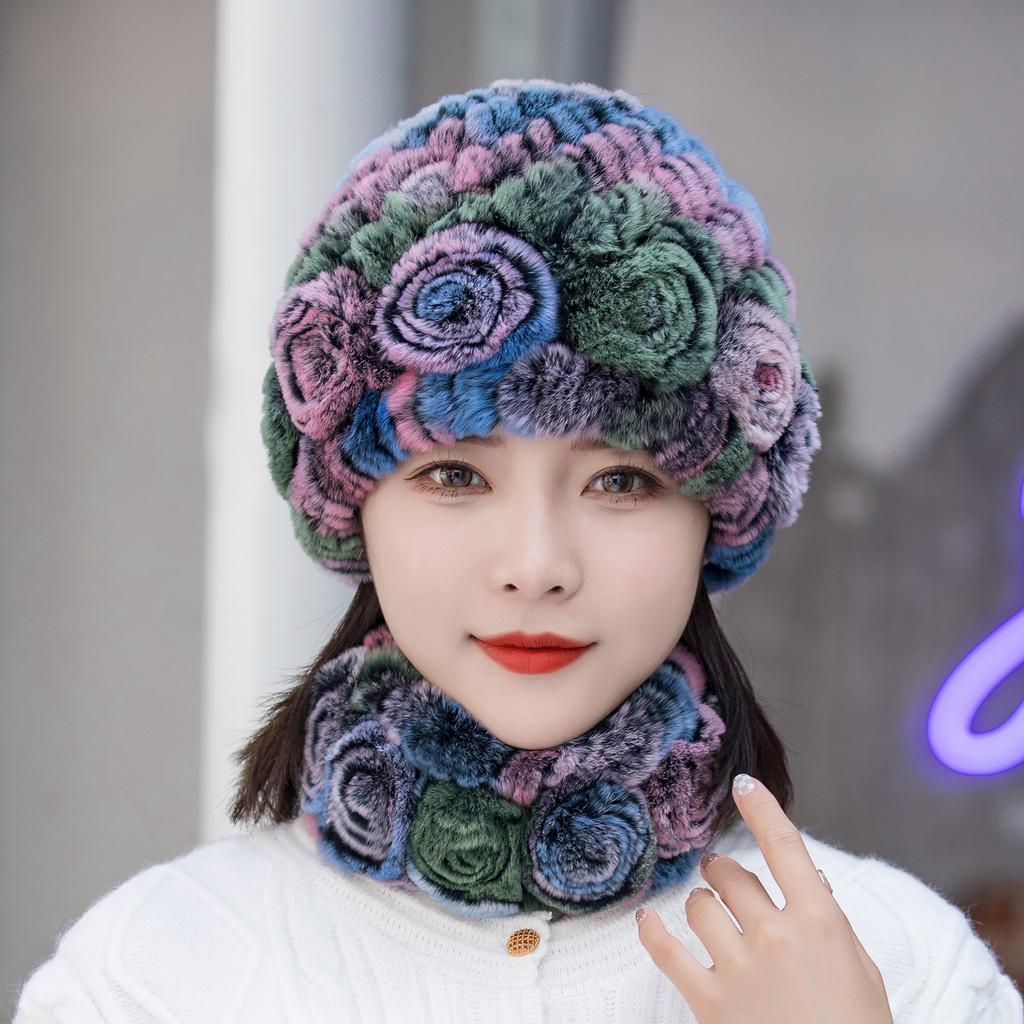Искусственная меховая шапка, элегантные полосатые вязаные шапки, толстые, утепленные, с защитой от холода, шапки-ушанки для женщин, осень и зима