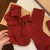 5 пар зимних носков унисекс, новогодние праздничные красные флисовые носки, толстые винтажные носки средней длины, противоскользящие, высокоэластичные спортивные носки