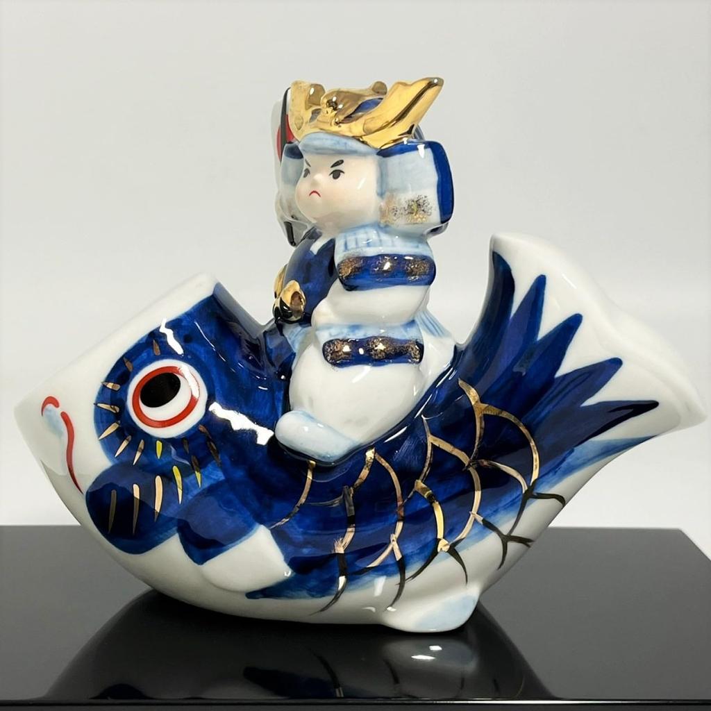 Кукла Сацуки, сделанная в Японии, окрашенная керамика, карп Nishiki, серпантин, генерал [печь Якуши]