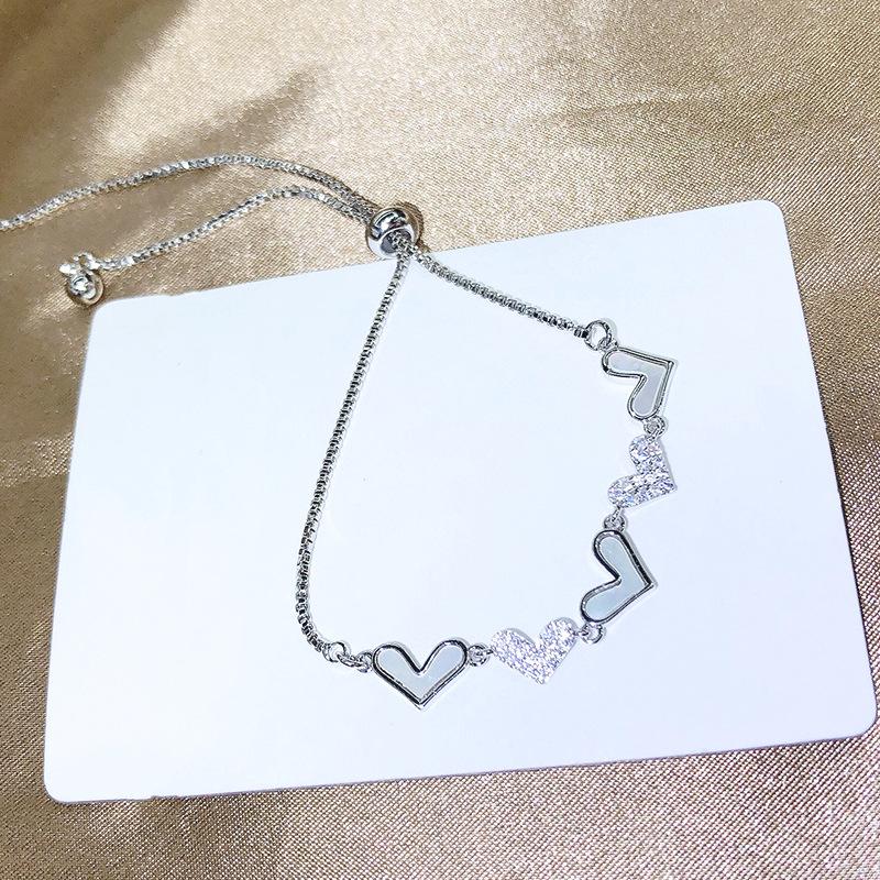 Регулируемый выдвижной браслет, летние аксессуары, браслет на День святого Валентина в форме сердца, персиковое сердце, стильный женский браслет-цепочка, идеальный подарок на 2024 год