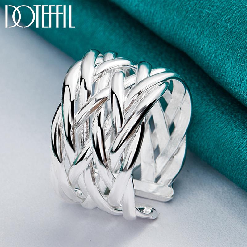 925 Sterling Silver Open Weave Ring Fashion Wedding Jewelry