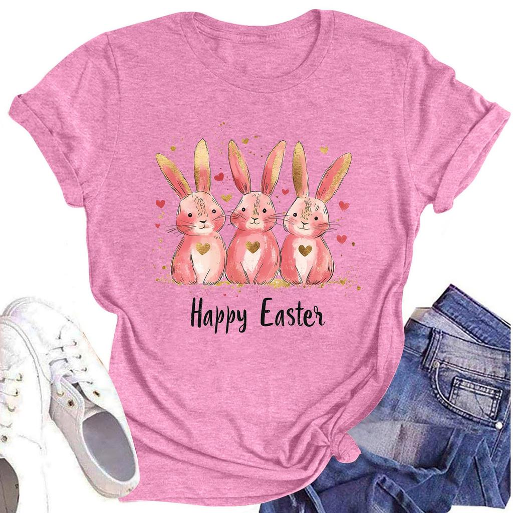 Women's Top Round Neck Casual Printed Short-sleeved T-shirt Top