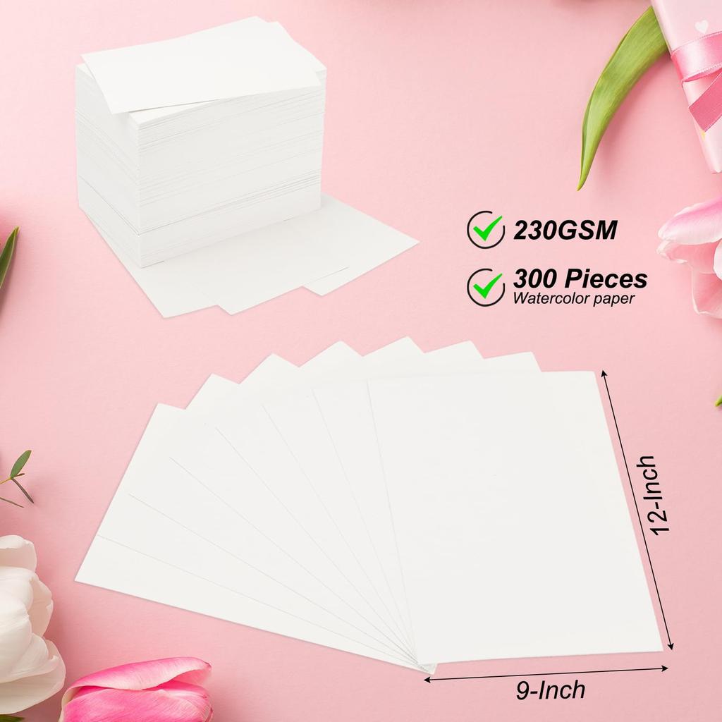 PATIKIL 300 sheets paper GS M paper for art painting 110lb/230 9x12"