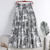 Women's Skirts Spring And Summer Waisted Ancient Style Ink Painting Printed Cotton Skirt Mid Length A Metallic Skirts