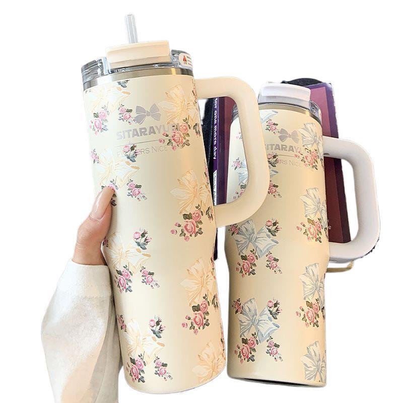 High-Capacity 316 Stainless Steel Insulated Straw Cup with Handle - Stylish New 2026 Design for Women