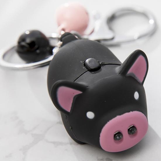 Брелок для ключей Yousheng Cartoon Pig с колокольчиками, светодиодными лампами, подвеской-брелоком со звуковыми эффектами, подарок на Новый год и день рождения