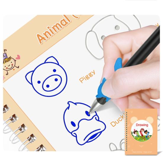 Grooved Writing Practice Book for Kids Ages 3-5 Reusable Handwriting Copybook with Magical Ink Preschool Learning Activities Letter Tracing Workbook