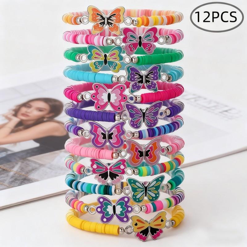 Kids Soft Polymer Clay Bracelet Set Cartoon Animal Design Multi-Layer Stackable Friendship Wristband Girls Boys 2025