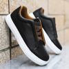 Hot Sale Black Leather Men's Casual Shoes Plus Size 48 Classic Low Cut Skateboard Shoes Men Comfortable Social Sneakers Male