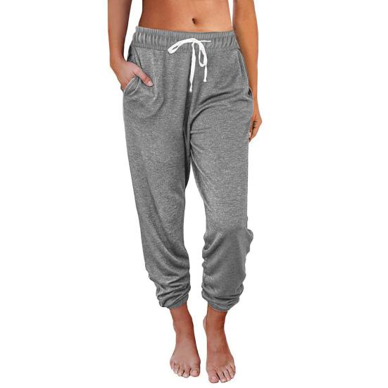 Женские брюки со свободными боковыми карманами и эластичной резинкой на талии, однотонные спортивные штаны для тренировок в тренажерном зале, длинные брюки