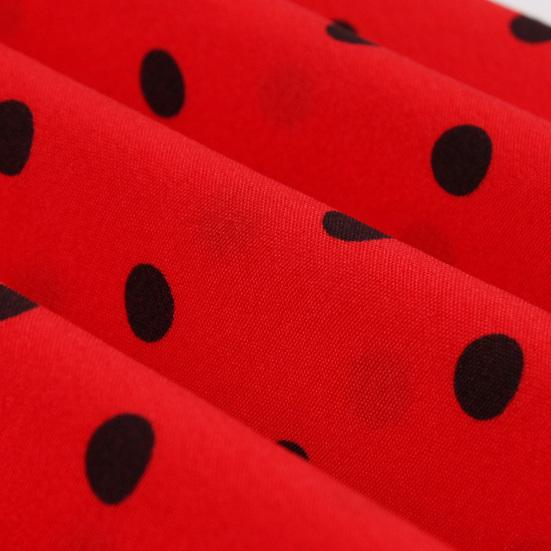 Women Party Dress Dot Print O Neck Sleeveless A-line Big Swing Tight Waist Retro Back Zipper Breathable Prom Banquet Summer Midi Dress