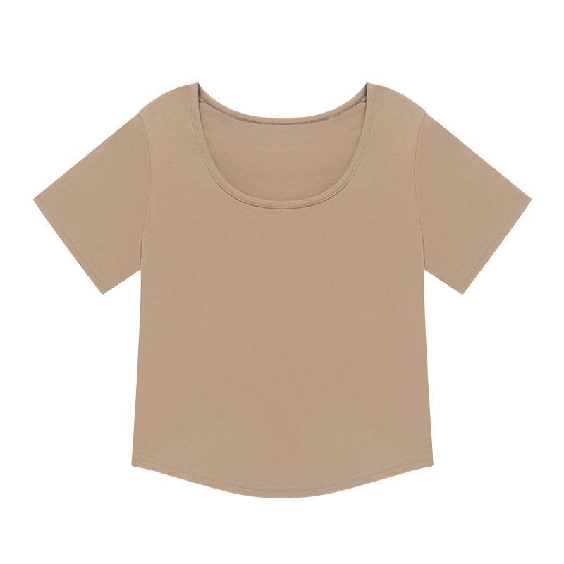 Летняя женская футболка с закругленным краем и коротким рукавом для похудения - новый корейский стиль