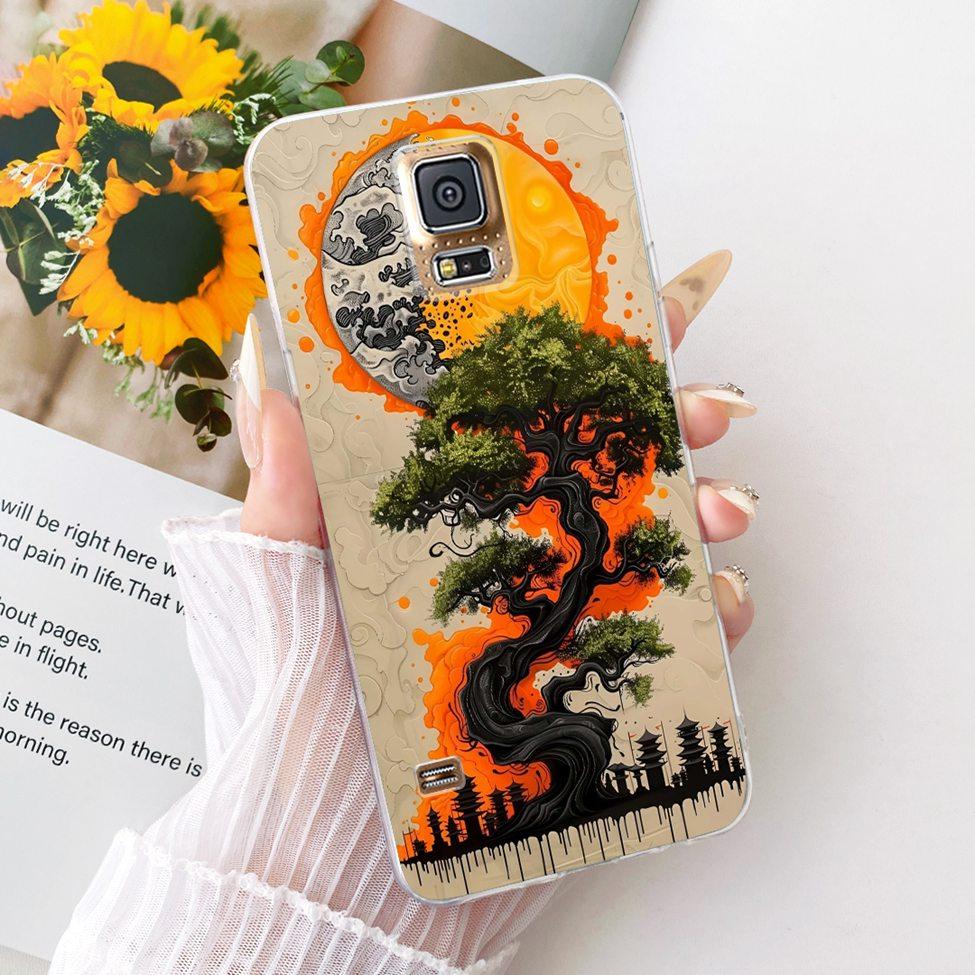 Transparent For Samsung S5 Case Fashion Butterfly Cute Cat Funny Painted Cover For Samsung Galaxy S5 SM-G900F SM-G900M Casing