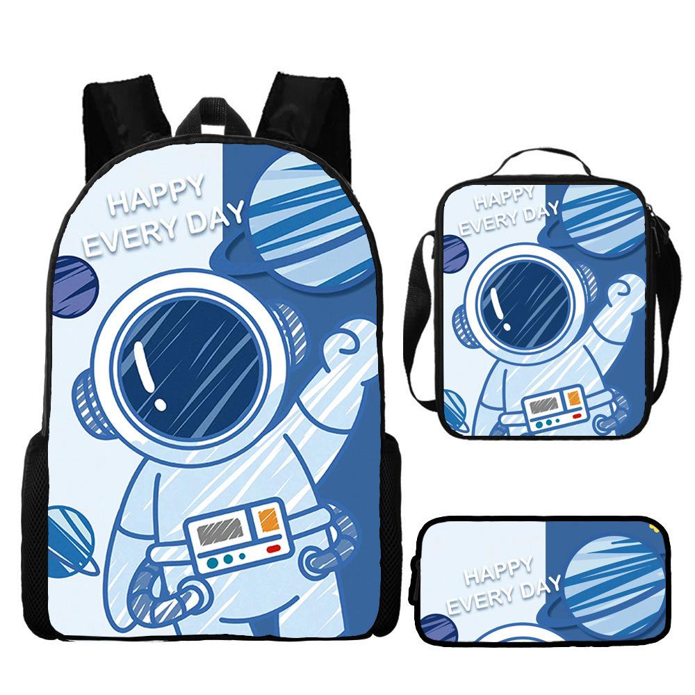 New Astronaut Spaceman Backpack for Kids School Cartoon Bookbag 3-Piece Set with Crossbody Bag Lightweight