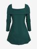 Rosegal Plus Size Christmas Buttons Turn-Down Collar Textured Square Neck Sweater