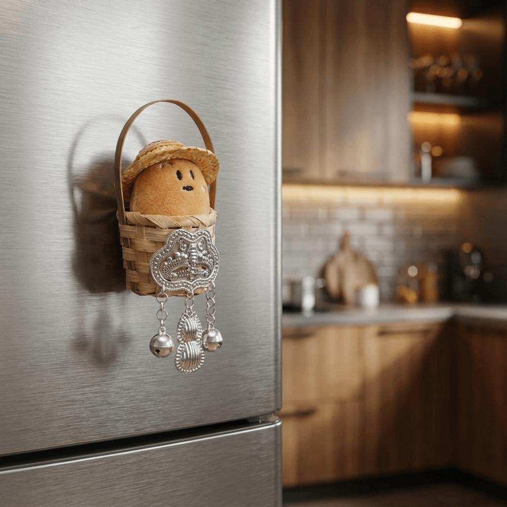 Bamboo Basket Design 3D Plush Potato Fridge Magnet Handmade Mini Fridge Sticker Cultural Tourism
