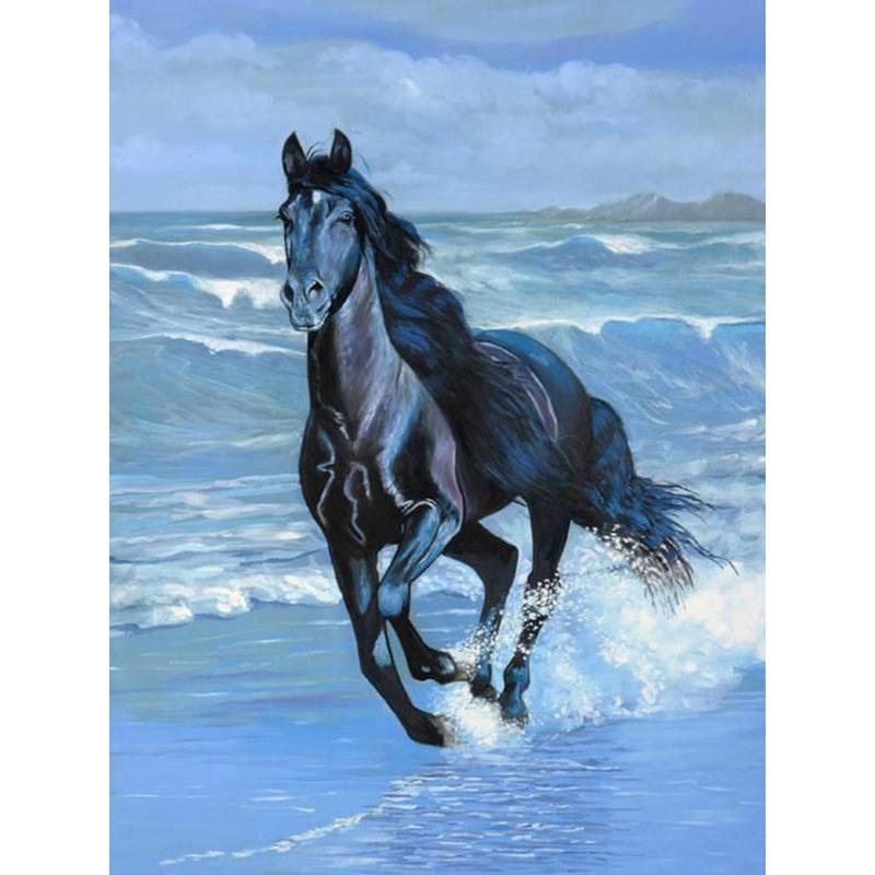 5D DIY Diamond Painting Animals Horse Cross Stitch Kit Full Round Drill Embroidery Mosaic Art Picture of Rhinestones Decor Gift