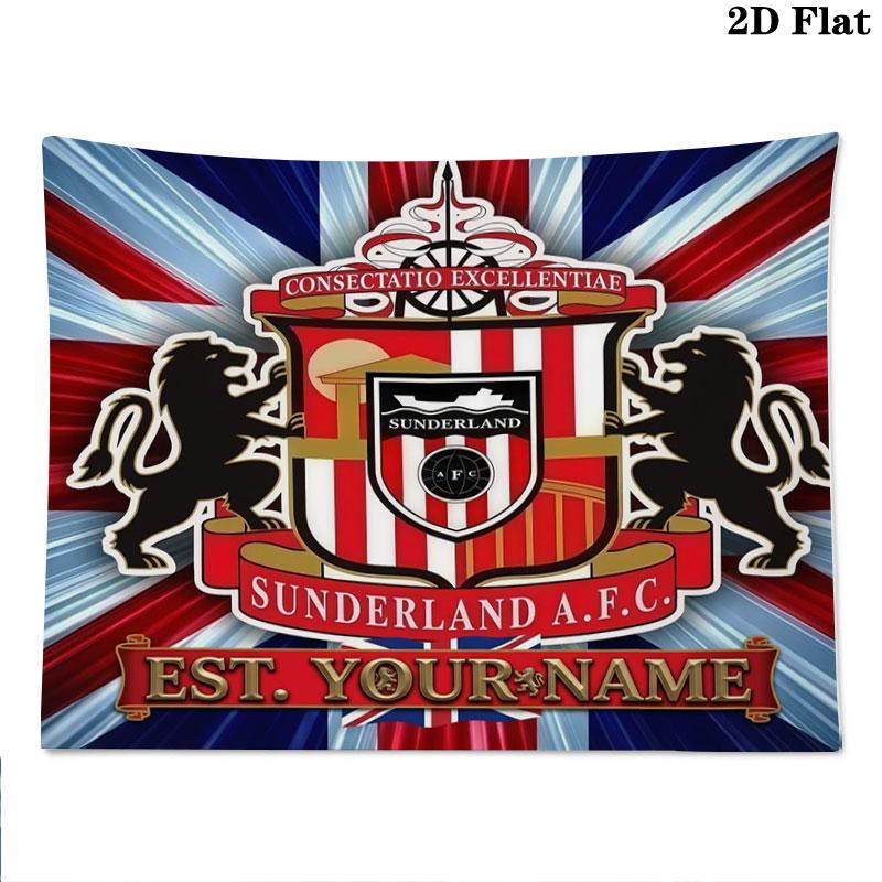 Sunderland A.F Custom Name Wall Tapestry Aesthetic Wall Hanging Printed Fabric Blanket Decorative Tapestries for Bedroom Living Room Home Decor