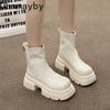 Fashion Autumn Chunky Women Slim Ankle Boots Fashion Back Zippers Platform Heel Short Booties Street Style Female Shoes