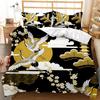 National Trend Duvet Cover Set Cherry Blossoms Crane Printed Bedding Set Sea Waves Down Traditional Retro Polyester Quilt Cover