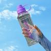 Бутылка для воды спортивная 1000 мл с ручкой, большая емкость, герметичная чашка-шейкер, портативная посуда для питья, прозрачная, для улицы, бега, велоспорта, путешествий
