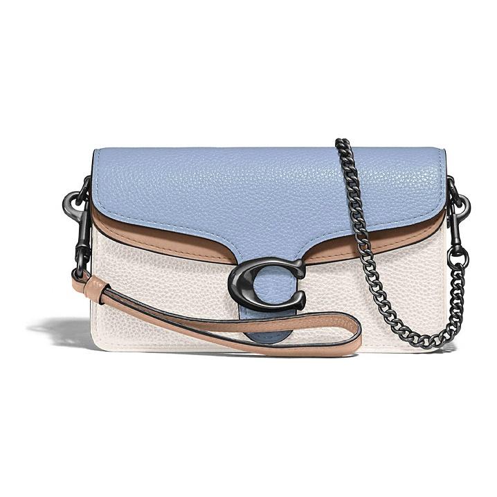 Coach Tabby 18 Woc Color Block Leather Crossbody Bag Women bags Blue White 76199-V5RGX