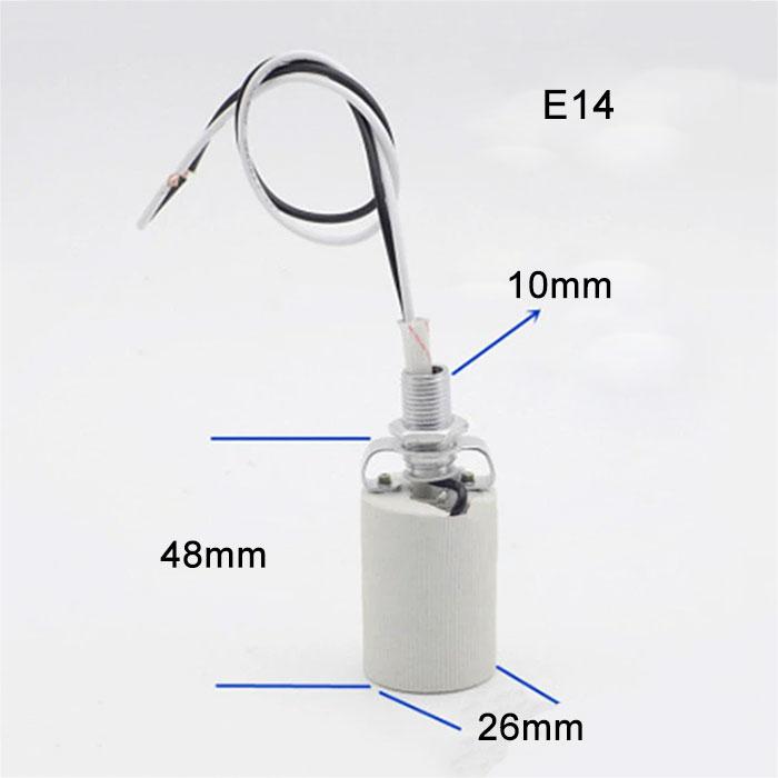 2/5/10/20pcs Pack E14 E27 Ceramic Screw Light Socket,E12 E26 Porcelain Lamp Bulb Holder with Wire for Incandescent Halogen Bulb
