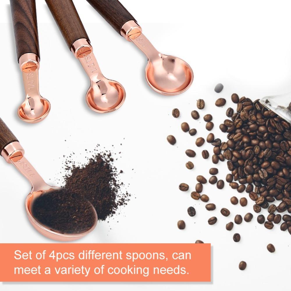 4PCS Set Stainless Steel Measuring Spoon Set Rose Gold Kitchen Baking Tool For Kitchen Baking
