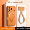 Чехол-подставка с ремешком для iPhone 17 Pro Max/Pro, жидкий силикон, магнитный, противоударный, 360°