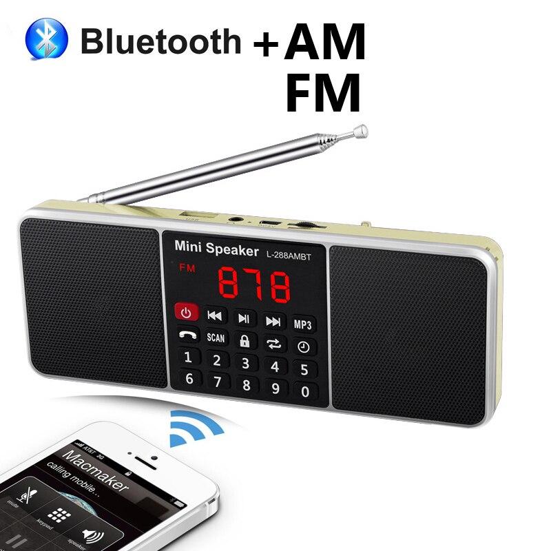 Цифровое портативное радио AM FM Bluetooth-динамик Стерео MP3-плеер TF SD-карта USB-накопитель Громкая связь Перезаряжаемые динамики