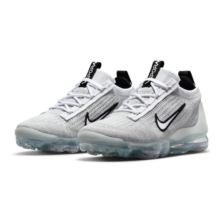 Nike Air VaporMax 2021 Flyknit GS Белые Металлик Серебристый Детские Кроссовки Черные DB1550-100