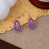 Light luxury high-end purple inlaid zircon gourd stud earrings, shining elegant temperament, exquisite design, versatile earrings