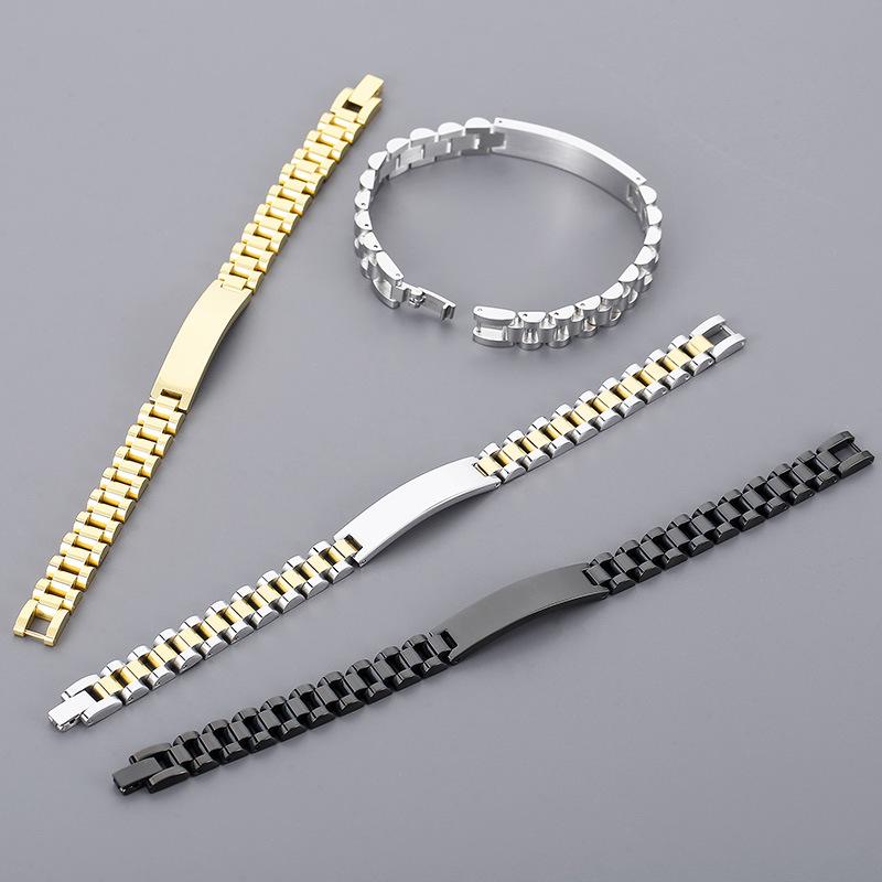 Мужской регулируемый браслет-бенгл из титановой стали в корейском стиле с гравировкой