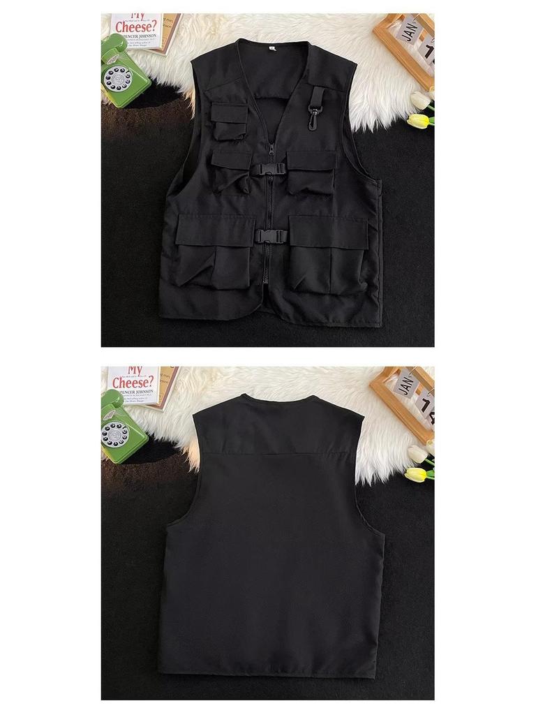 Мужской рабочий жилет с множеством карманов 2023: Нишевый дизайн, уличный хип-хоп стиль, куртка без рукавов