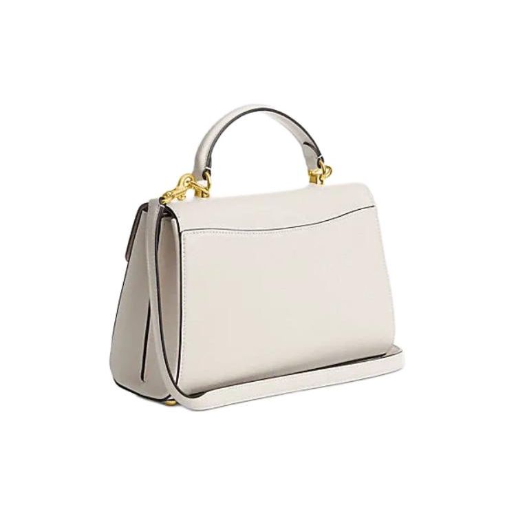 Coach Eliza 27 Classic Monogram Oval Lock Flap Hardware Leather Shoulder Crossbody Tote Bag Large Women handbags Chalk-White CP006-IMCHK