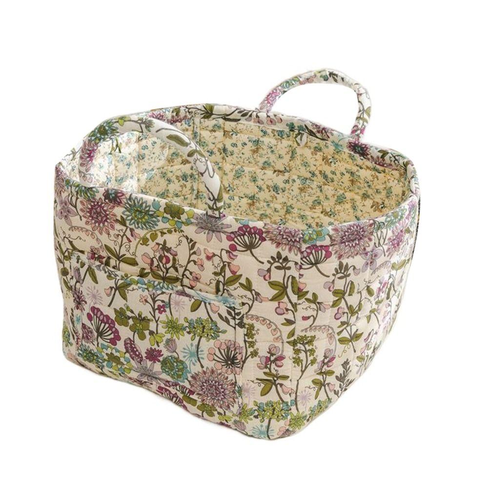 Elegant Pastoral Style Fabric Storage Basket Stackable Foldable Sundries Storage Organizer Washable Picnic Basket for Home