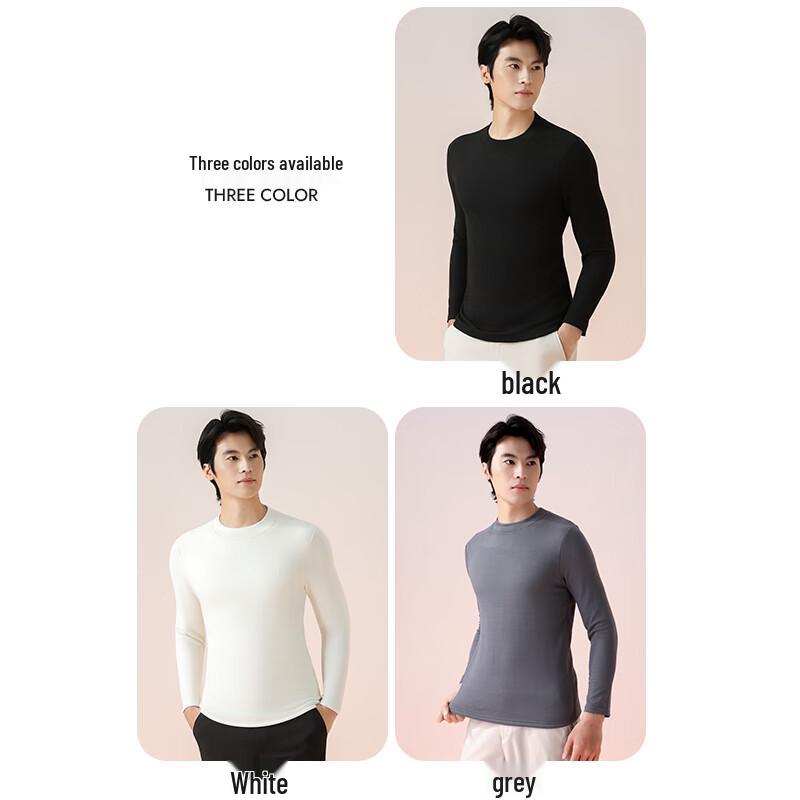 Xunmianren Men's Thermal Wool Blend Semi-High Collar Base Layer