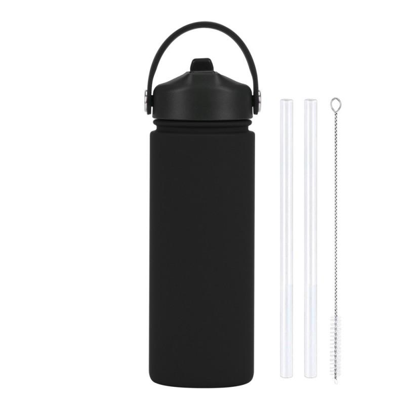 550ml Stainless Steel Insulated Travel Water Bottle With Wide Mouth Carry Strap Sip Lid Outdoor Sports Daily Use
