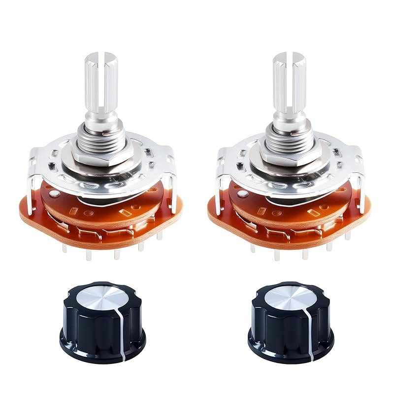 KCZ Rotary Band Switch 2P8T 2 Pole 8 Position Band Channel Rotary Selector Switches 2 Deck Waveband switches with Linear Knob for TV, Radio,