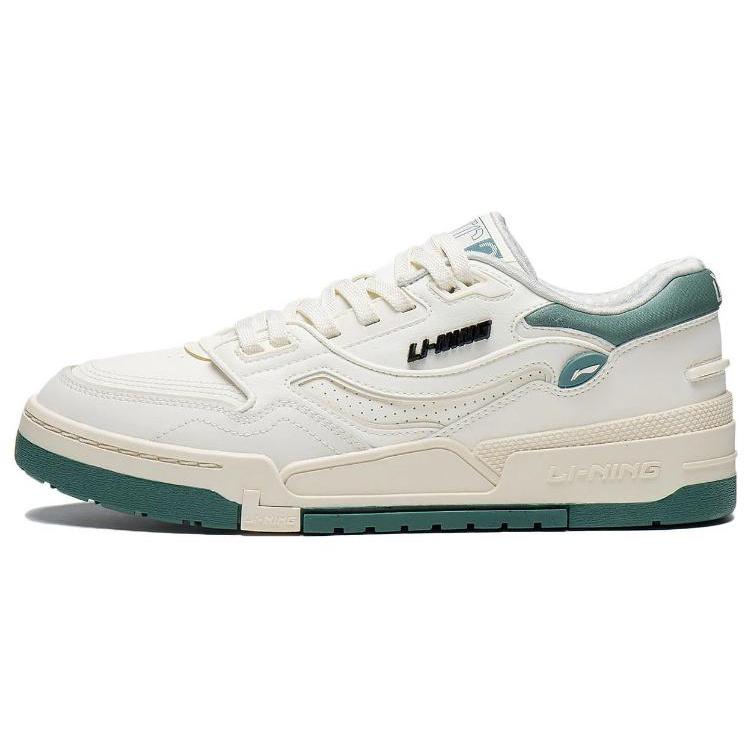 Li Ning 001 BTC Скользкие Устойчивые к истиранию Низкие Кеды для скейтборда Мужские Бежево-зеленые AGCT007-4