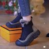 Winter Snow Cotton Shoes Anti Slip Versatile High Top Shoes Thick Soled Front Zipper Fringed Snow Boots Women's Plush Insulation Short Boots
