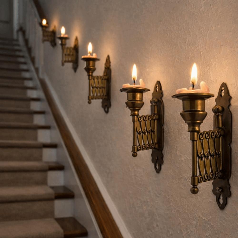 Creative Vintage Retractable Candle Holder Adjustable Telescopic Wall-Mounted Candlestick Stable Candlestick Rack Living Room