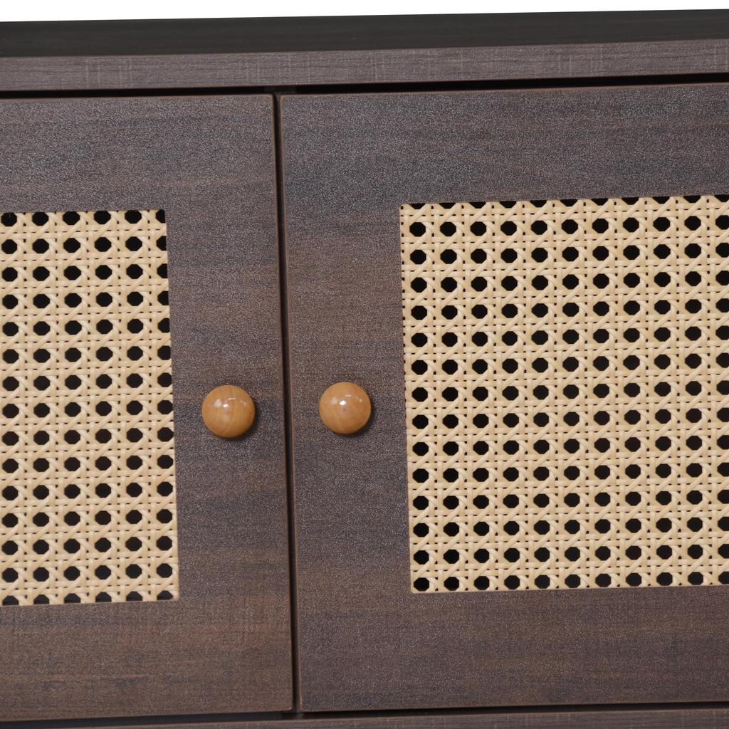 TV Ständer, Lowboard TV Board 2 2 Schublade, Offene Staufächer, TV-Schrank Landhausstil Sideboard, Wohnzimmer Esszimmer, 200cm, Braun