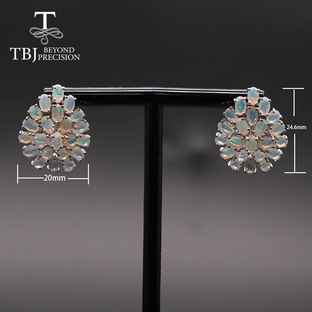 Большие серьги Bolaijewelry из стерлингового серебра 925 пробы с натуральным опалом высочайшего качества из Эфиопии, 11 карат, тонкий овал, 3 * 5/3 * 4 мм, украшения для женщин, ювелирные изделия