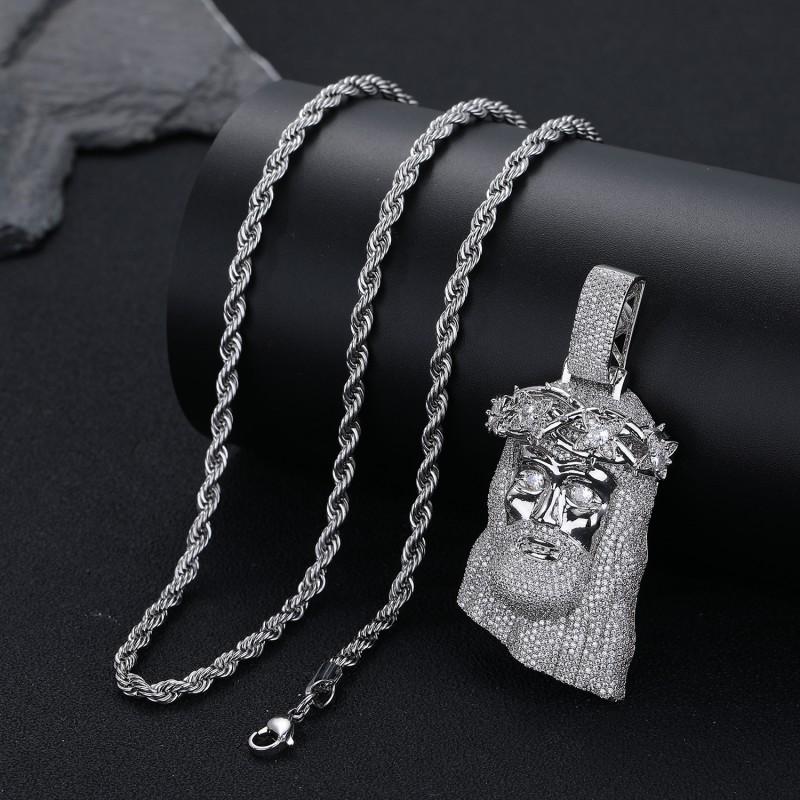 Hip Hop Bling Flower Cartoon Pendant Necklace Men Women Trendy Jewelry