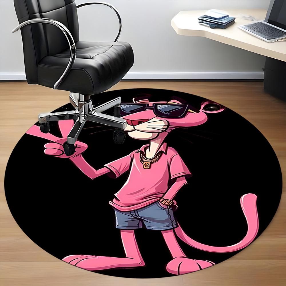 1PC Pink Panther Office Round Area Rug, Indoor Mat Suitable For Office, Under Office Chairs Bedroom Living Room Home Decor DT1212075