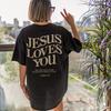 Jesus Loves You Christian Oversized T-Shirt We Love Each Other Loose Tee Women Trendy Casual Cotton Aesthetic Top