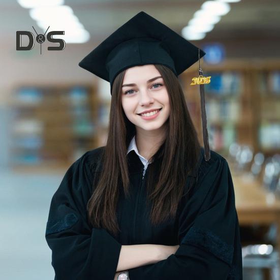 Кепка для выпускников для взрослых, кепка бакалавра, регулируемый размер, эластичный ремешок, плоский верх, эластичный ремешок, кепка с кисточками, штамп 2025 г.