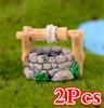 2Pcs Fairy Garden Mini Water Well Figurines Miniature Craft DIY Ornament Garden Decor